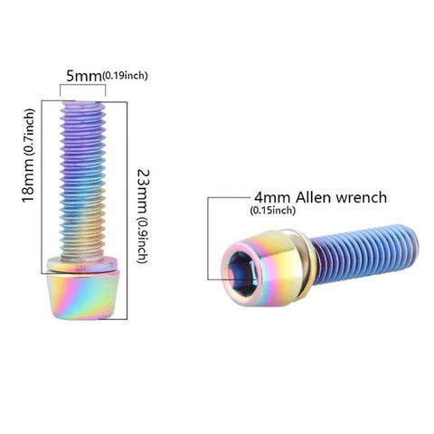 5pcs M5x16mm Titanium Cone Socket Head Hex Screw TC4 Alloy (Anodized Pink)