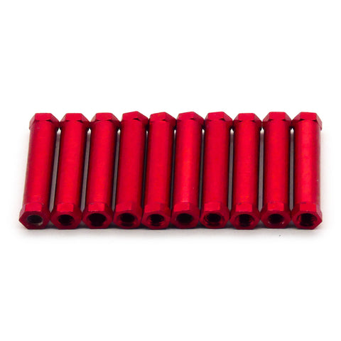 10pcs M3x25mm Hexagonal Base Aluminum Anodized Spacer Standoff (Red)