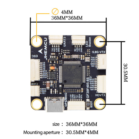 JHEMCU GF30F405-8S 3-8S Flight Controller with ICM42688P Gyro