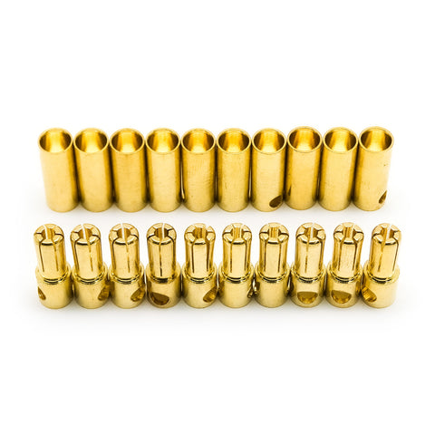 20pcs 5.5mm Bullet Connector Banana Plug 100A Rated (10x Male / 10x Female)