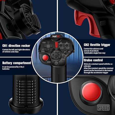 HotRC DS-4A 2.4G 4 Channel Single Hand RC Radio Transmitter with 4Ch Receiver