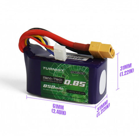 Turnigy Nano-Tech Plus 4S 850mAh 70C 14.8V Lipo Battery Pack w/ XT60