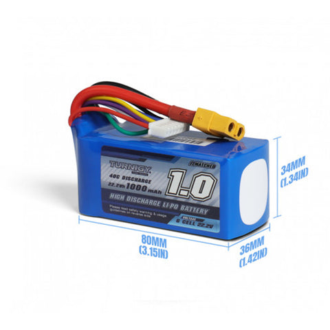 Turnigy 1000mAh 6S 22.2V 40C Lipo Battery Pack w/ XT60