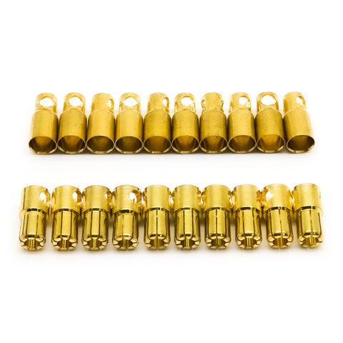 20pcs 6mm Bullet Connector Banana Plug 150A Rated (10x Male / 10x Female)
