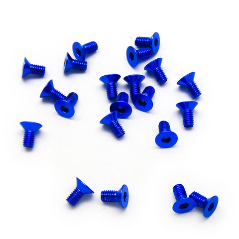 20pcs M3 Countersunk Screws Anodized 6063 Aluminum Hex (Option Length / Color)