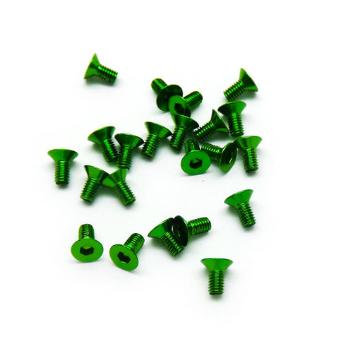 20pcs M3 Countersunk Screws Anodized 6063 Aluminum Hex (Option Length / Color)