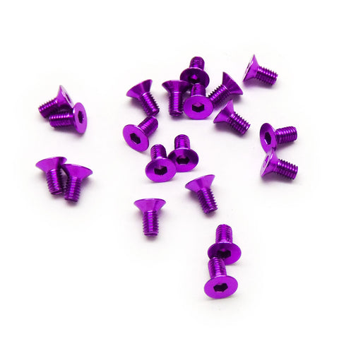 20pcs M3 Countersunk Screws Anodized 6063 Aluminum Hex (Option Length / Color)