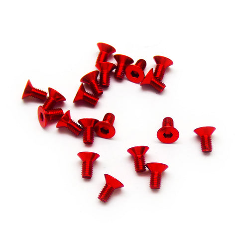 20pcs M3 Countersunk Screws Anodized 6063 Aluminum Hex (Option Length / Color)