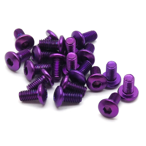 20pcs M3x6mm Button Head Screws 6063 Aluminum Hex Socket (Anodized Colors)