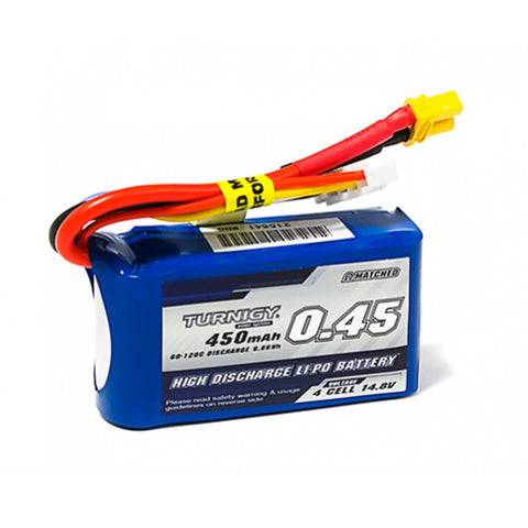 4pcs Turnigy 450mAh 4S 14.8V LiPo Battery 60C 120C (XT30 Connector)