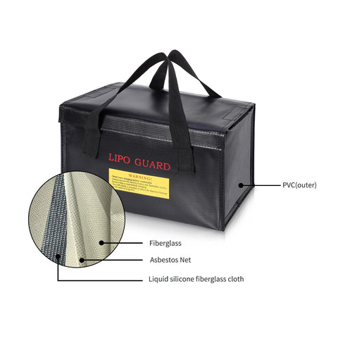 Handheld Portable Lipo Battery Safe Bag Guard Fireproof Fiberglass (Large)