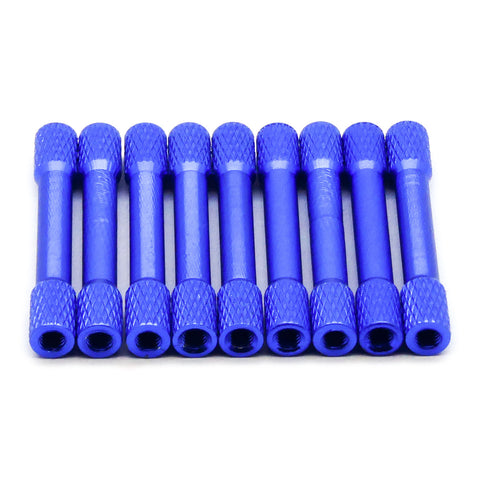 10pcs 35mm M3 Aluminum Standoff Spacer Knurled (Blue)