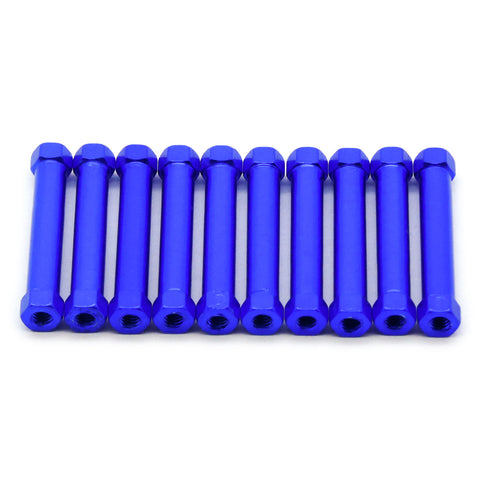 10pcs M3x30mm Hexagonal Base Aluminum Anodized Spacer Standoff (Blue)