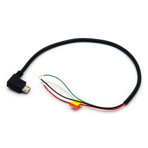 Micro USB Breakout Cable with Bare Wires Right Angle for FPV, Power, Data Project