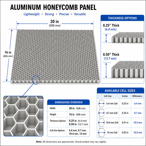 Aluminum Honeycomb Core Panel 20 x 16 Inches