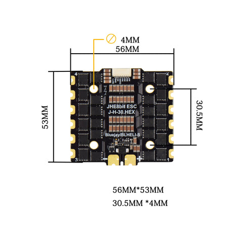 JHEMCU Ruibet 110A 4-in-1 High Current ESC 3–8S 30.5x30.5mm Mounting