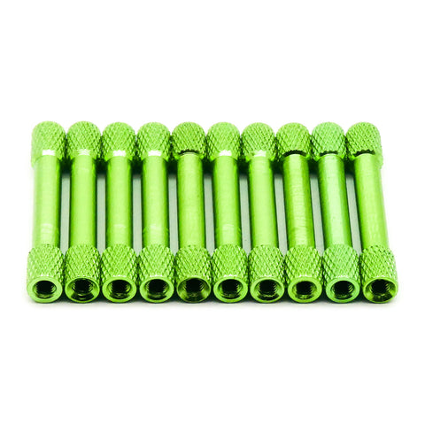 10pcs M3 35mm Aluminum Standoff Spacer Knurled (Green)