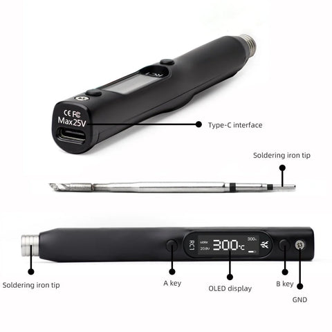 HGLRC RC1 Soldering Iron Kit 60W 25V Portable Outdoor OLED Digital Display Intelligent Temperature