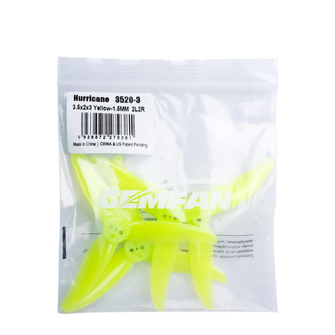 Gemfan 3.5x2x3 Hurricane 3520 3.5 Inch 3-Blade T-Mount Propeller Set (2x CW / 2x CCW)