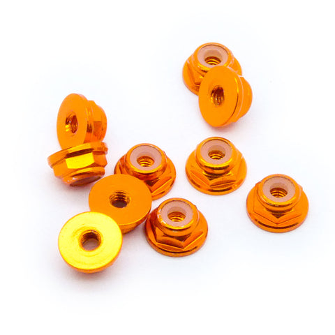10pcs M3 Flange Locking Hex Nuts Nylon Insert Anodized Aluminum