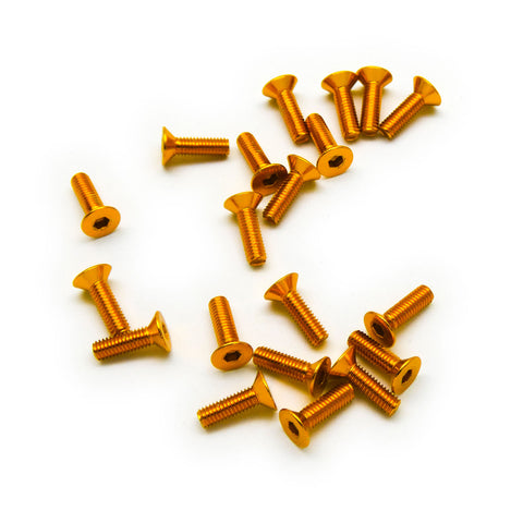 20pcs M3 Countersunk Screws Anodized 6063 Aluminum Hex (Option Length / Color)
