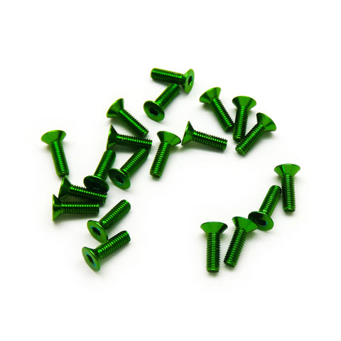 20pcs M3 Countersunk Screws Anodized 6063 Aluminum Hex (Option Length / Color)