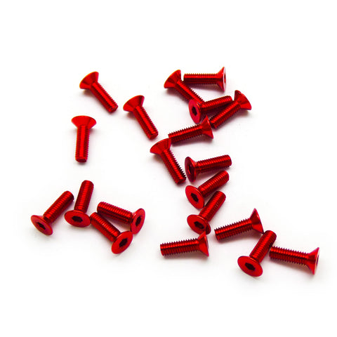 20pcs M3 Countersunk Screws Anodized 6063 Aluminum Hex (Option Length / Color)