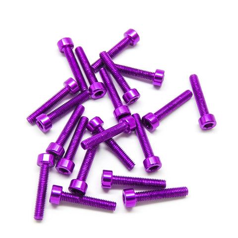 20pcs M3 Socket Head Cap Machine Screws 6063 Aluminum (Multiple Length / Colors)