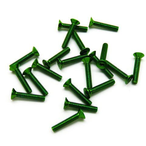 20pcs M3 Countersunk Screws Anodized 6063 Aluminum Hex (Option Length / Color)