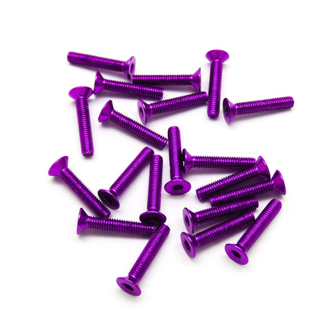 20pcs M3 Countersunk Screws Anodized 6063 Aluminum Hex (Option Length / Color)