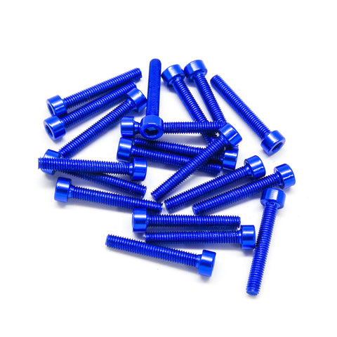 20pcs M3 Socket Head Cap Machine Screws 6063 Aluminum (Multiple Length / Colors)