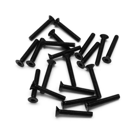20pcs M3 Countersunk Screws Anodized 6063 Aluminum Hex (Option Length / Color)