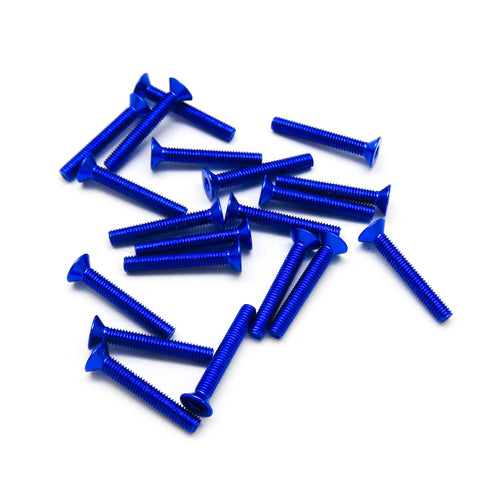 20pcs M3 Countersunk Screws Anodized 6063 Aluminum Hex (Option Length / Color)
