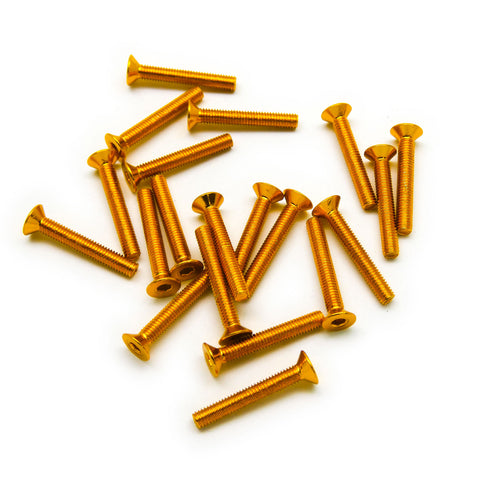 20pcs M3 Countersunk Screws Anodized 6063 Aluminum Hex (Option Length / Color)