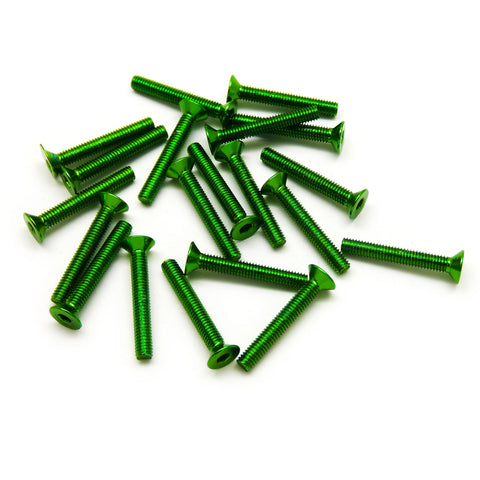 20pcs M3 Countersunk Screws Anodized 6063 Aluminum Hex (Option Length / Color)