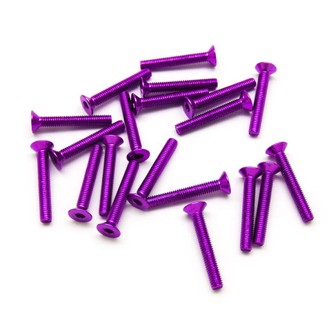20pcs M3 Countersunk Screws Anodized 6063 Aluminum Hex (Option Length / Color)