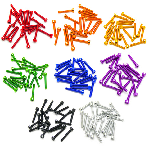20pcs M3 Socket Head Cap Machine Screws 6063 Aluminum (Multiple Length / Colors)