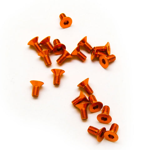 20pcs M3 Countersunk Screws Anodized 6063 Aluminum Hex (Option Length / Color)