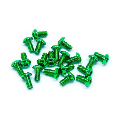 20pcs M3x6mm Button Head Screws 6063 Aluminum Hex Socket (Anodized Colors)