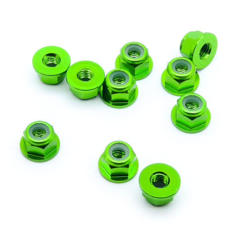 10pcs M4 Flange Locking Hex Nuts Nylon Insert Anodized Aluminum (Color Options)