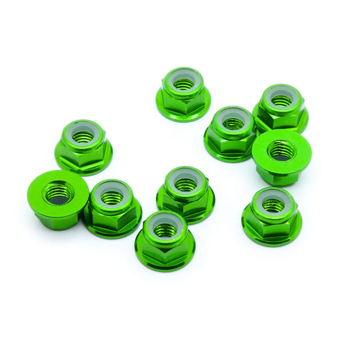 10pcs M3 Flange Locking Hex Nuts Nylon Insert Anodized Aluminum