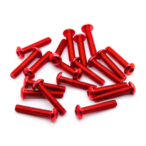 20pcs M4 Button Head Hex Screws Anodized 6063 Aluminum (Length / Color Options)