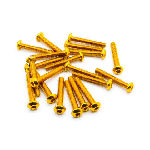 20pcs M4 Button Head Hex Screws Anodized 6063 Aluminum (Length / Color Options)