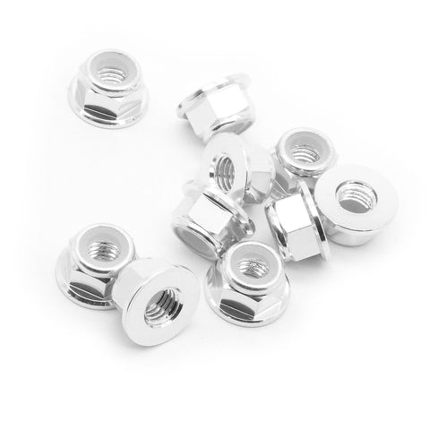 10pcs M5 Flange Locking Hex Nuts Nylon Insert Anodized Aluminum (Color Options)