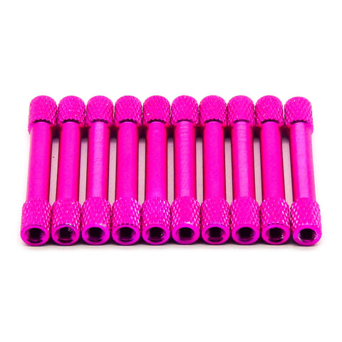 10pcs M3 35mm Aluminum Standoff Spacer Knurled (Pink)