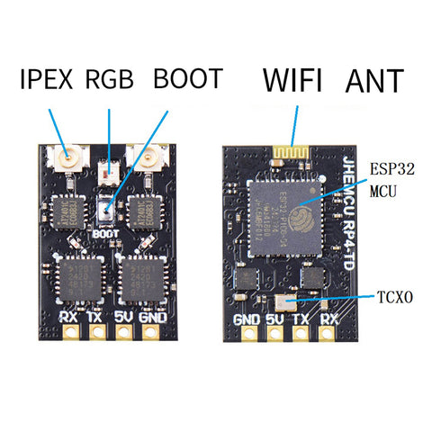 JHEMCU RP4-TD ELRS 2.4GHz True Diversity Receiver ESP32 PICO D4 DUAL SX1280