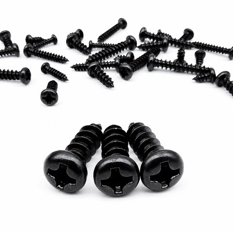 50pcs Black Oxide Phillips Pan Head Self Tapping Plastic Screws Sizes M1-M1.7