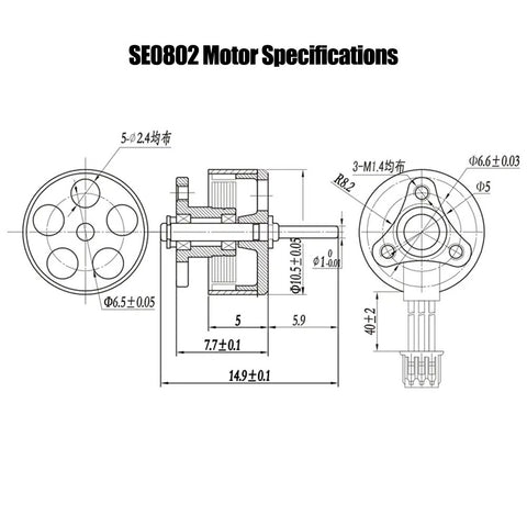 4pcs Happymodel SE0802 1-2S Brushless Motor 1mm Shaft (16000KV/19000KV) (2x CW / 2x CCW)