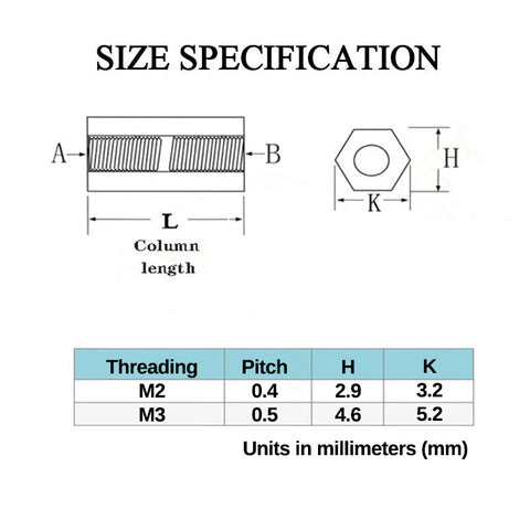 20pcs Brass Standoff Spacers (M2 / M3) (5mm / 10mm / 15mm / 20mm / 25mm / 30mm)