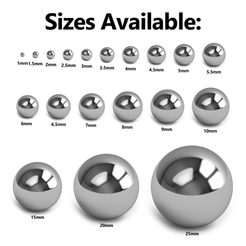 Metric Precision Steel Bearing Balls 304 Stainless Steel Loose Bearings Multiple Sizes Available